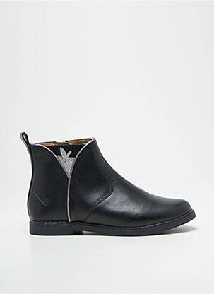 Bottines/boots matière lisse talon bas noir POM D'API fille