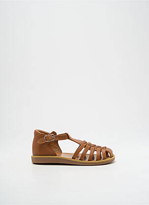 Sandales/nu pieds tissage satiné bout rond marron POM D'API garçon