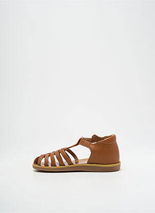Sandales/nu pieds tissage satiné bout rond marron POM D'API garçon