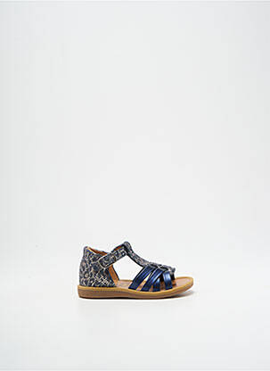 Sandales/nu pieds tissage satiné bout ouvert bleu POM D'API fille