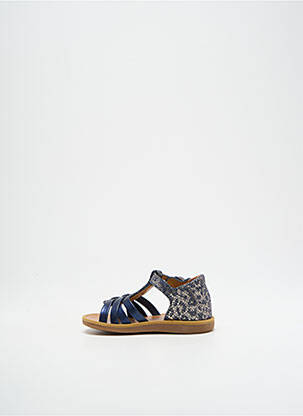 Sandales/nu pieds tissage satiné bout ouvert bleu POM D'API fille