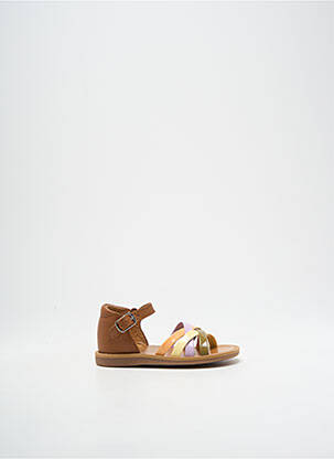 Sandales/nu pieds tissage vernis bout ouvert marron POM D'API fille