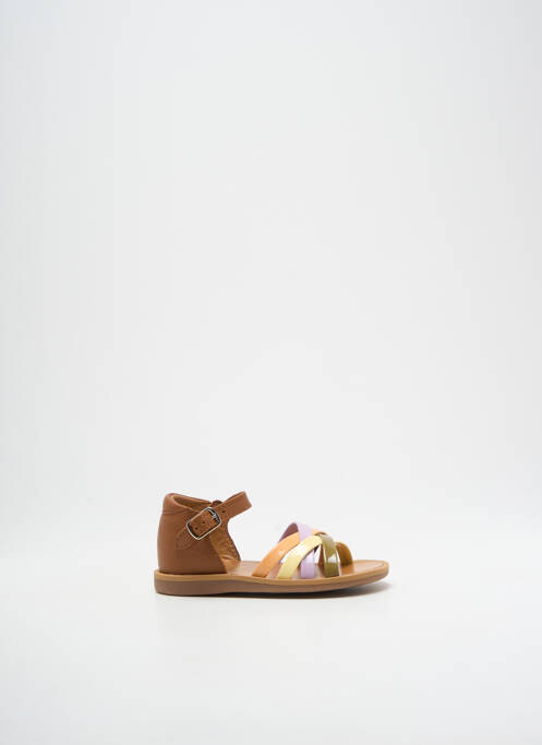 Sandales/nu pieds tissage vernis bout ouvert marron POM D'API fille