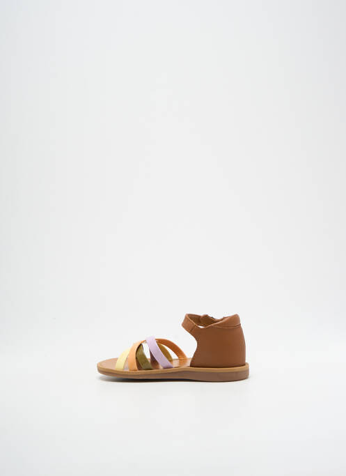 Sandales/nu pieds tissage vernis bout ouvert marron POM D'API fille