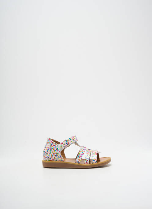 Sandales/nu pieds tissage vernis bout ouvert blanc POM D'API fille