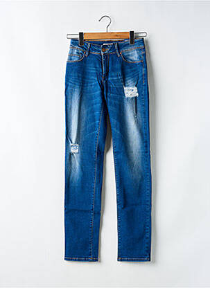 Jeans coupe slim effet usé délavé taille normale bleu TIFFOSI femme