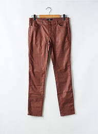 Pantalon slim tissage enduit taille normale marron ONE STEP femme