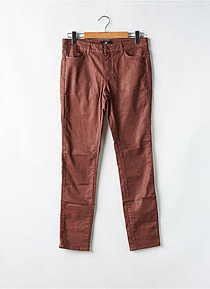Pantalon slim tissage enduit taille normale marron ONE STEP femme