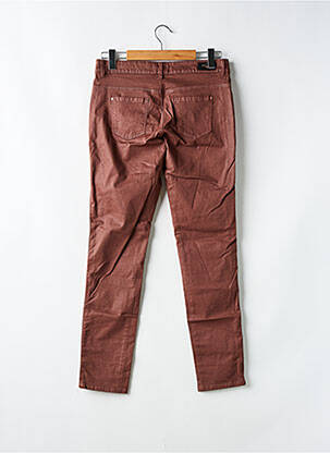 Pantalon slim tissage enduit taille normale marron ONE STEP femme