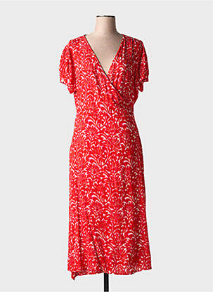 Robe mi-longue imprimé fantaisie manches courtes rouge AGATHE & LOUISE femme