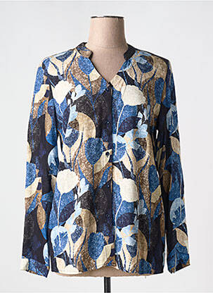 Chemisier imprimé fantaisie manches longues bleu GUY DUBOUIS femme