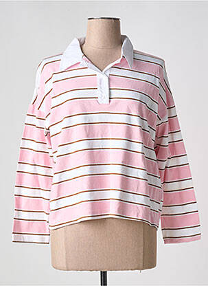 Polo coupe droite manches longues rose NINETTE femme
