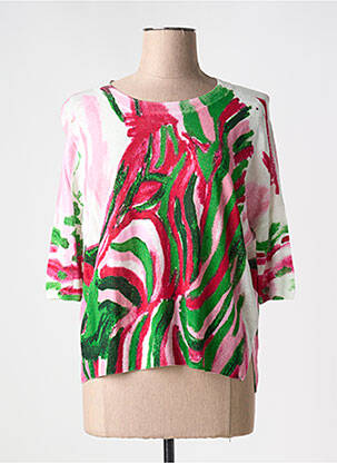 Pull col rond manches 3/4 vert ESTHEME femme