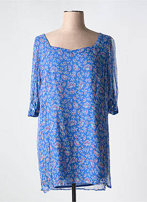 Tunique manches longues tissage crêpe bleu AGATHE & LOUISE femme