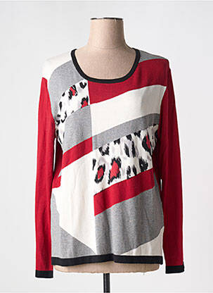 Pull coupe droite manches longues rouge SOIE POUR SOI femme