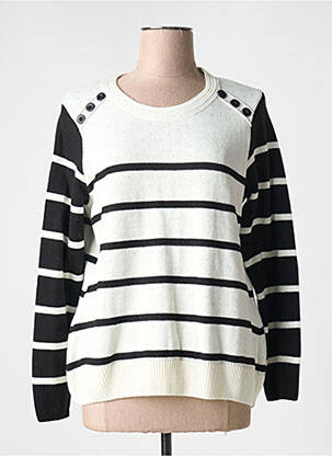 Pull coupe cintrée manches longues blanc KALISSON femme