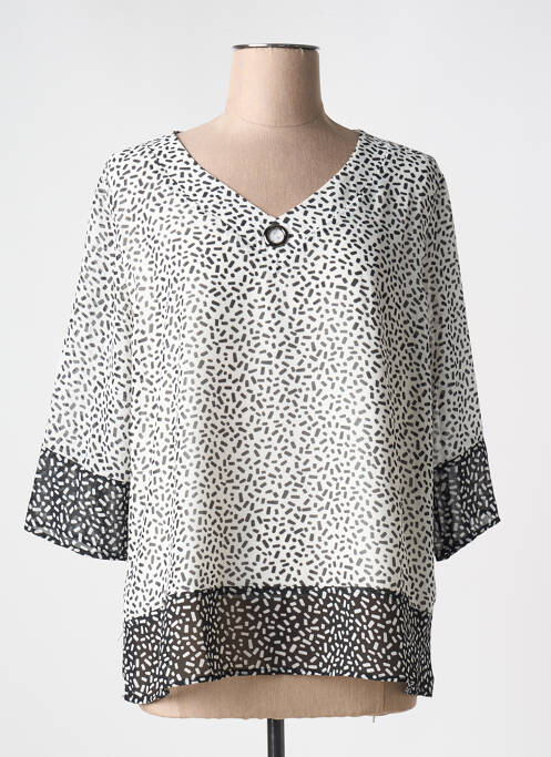 Blouse imprimé fantaisie manches 3/4 noir S.QUISE femme