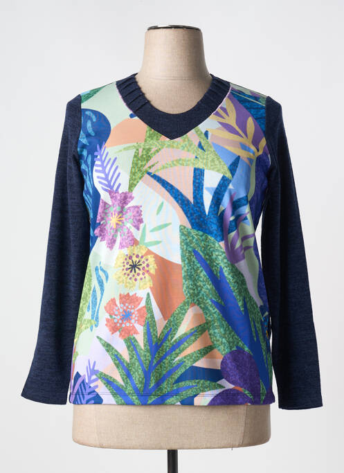 Pull coupe cintrée manches longues bleu BAGORAZ femme