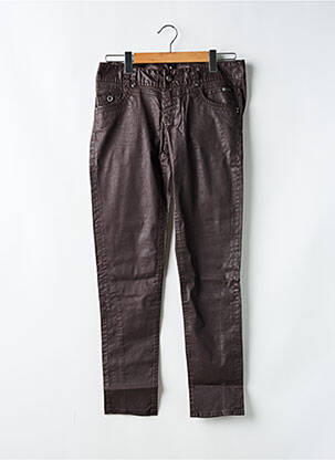 Pantalon slim taille basse taille basse marron DDP femme