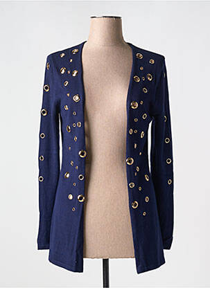 Gilet manches longues coupe cintrée bleu PASSIONI femme
