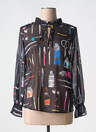 Blouse légère et transparente manches longues noir VILAGALLO femme