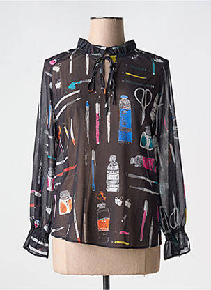 Blouse légère et transparente manches longues noir VILAGALLO femme