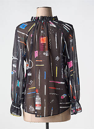 Blouse légère et transparente manches longues noir VILAGALLO femme