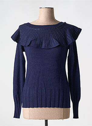 Pull coupe cintrée manches longues bleu PASSIONI femme