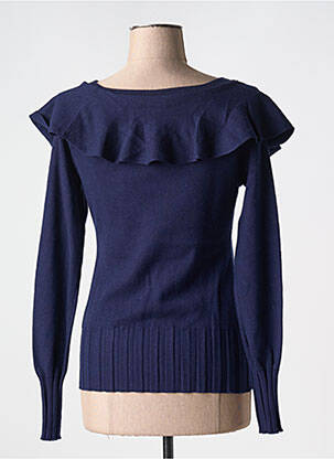 Pull coupe cintrée manches longues bleu PASSIONI femme