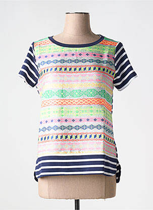 T-shirt coupe cintrée manches courtes bleu VILAGALLO femme