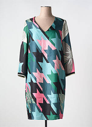 Robe mi-longue imprimé fantaisie manches longues vert VILAGALLO femme