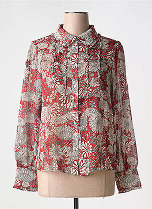 Chemisier imprimé fleurs manches longues rouge VILAGALLO femme