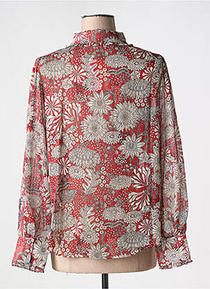 Chemisier imprimé fleurs manches longues rouge VILAGALLO femme