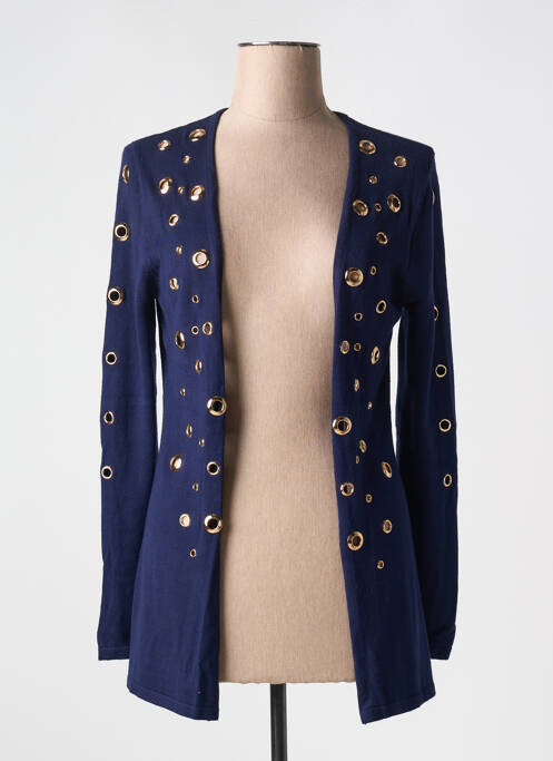 Gilet manches longues coupe cintrée bleu PASSIONI femme