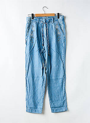 Pantalon droit fermeture zippée sous rabat avec crochet taille normale bleu DESIGUAL femme