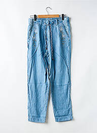 Pantalon droit fermeture zippée sous rabat avec crochet taille normale bleu DESIGUAL femme