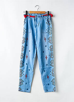 Pantalon droit fermeture zippée sous rabat boutonné taille normale bleu DESIGUAL femme