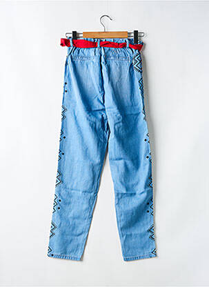 Pantalon droit fermeture zippée sous rabat boutonné taille normale bleu DESIGUAL femme