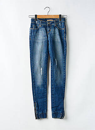 Jeans coupe slim effet usé délavé taille normale bleu HEICH femme