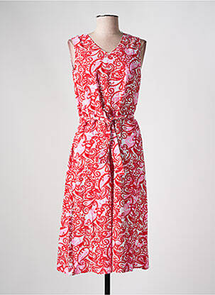 Robe mi-longue imprimé fantaisie sans manche rouge BRANDTEX femme