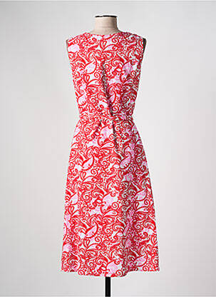 Robe mi-longue imprimé fantaisie sans manche rouge BRANDTEX femme