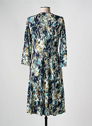 Robe mi-longue imprimé fantaisie manches longues bleu BRANDTEX femme