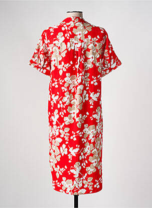 Robe mi-longue imprimé fleurs manches courtes rouge BRANDTEX femme