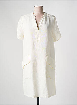 Robe mi-longue manches courtes manches courtes blanc PAKO LITTO femme