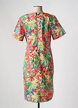 Robe mi-longue imprimé fantaisie manches courtes vert SIGNE NATURE femme