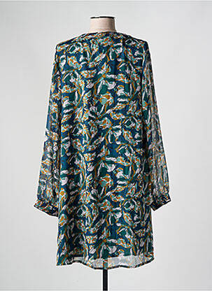 Robe mi-longue imprimé fantaisie manches longues vert ANGE femme