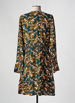 Robe mi-longue imprimé fantaisie manches longues vert ANGE femme