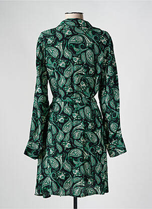 Robe mi-longue imprimé fantaisie manches longues vert ANGE femme