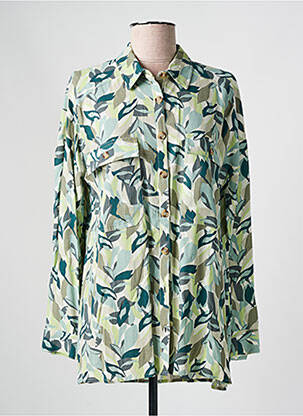 Chemisier tissage crêpe manches longues vert INDI & COLD femme