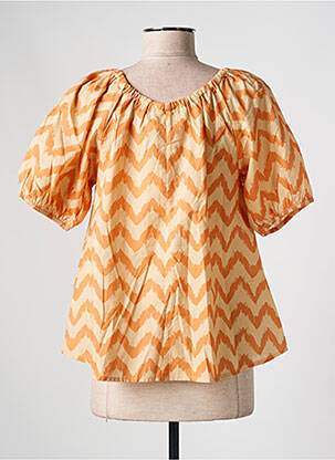 T-shirt imprimé fantaisie manches courtes orange clair MUS & BOMBON femme